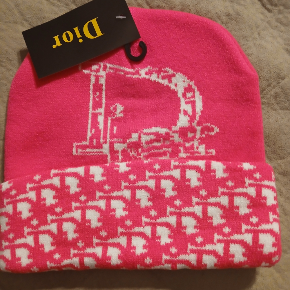 Dior Pink and White Women's Beanie